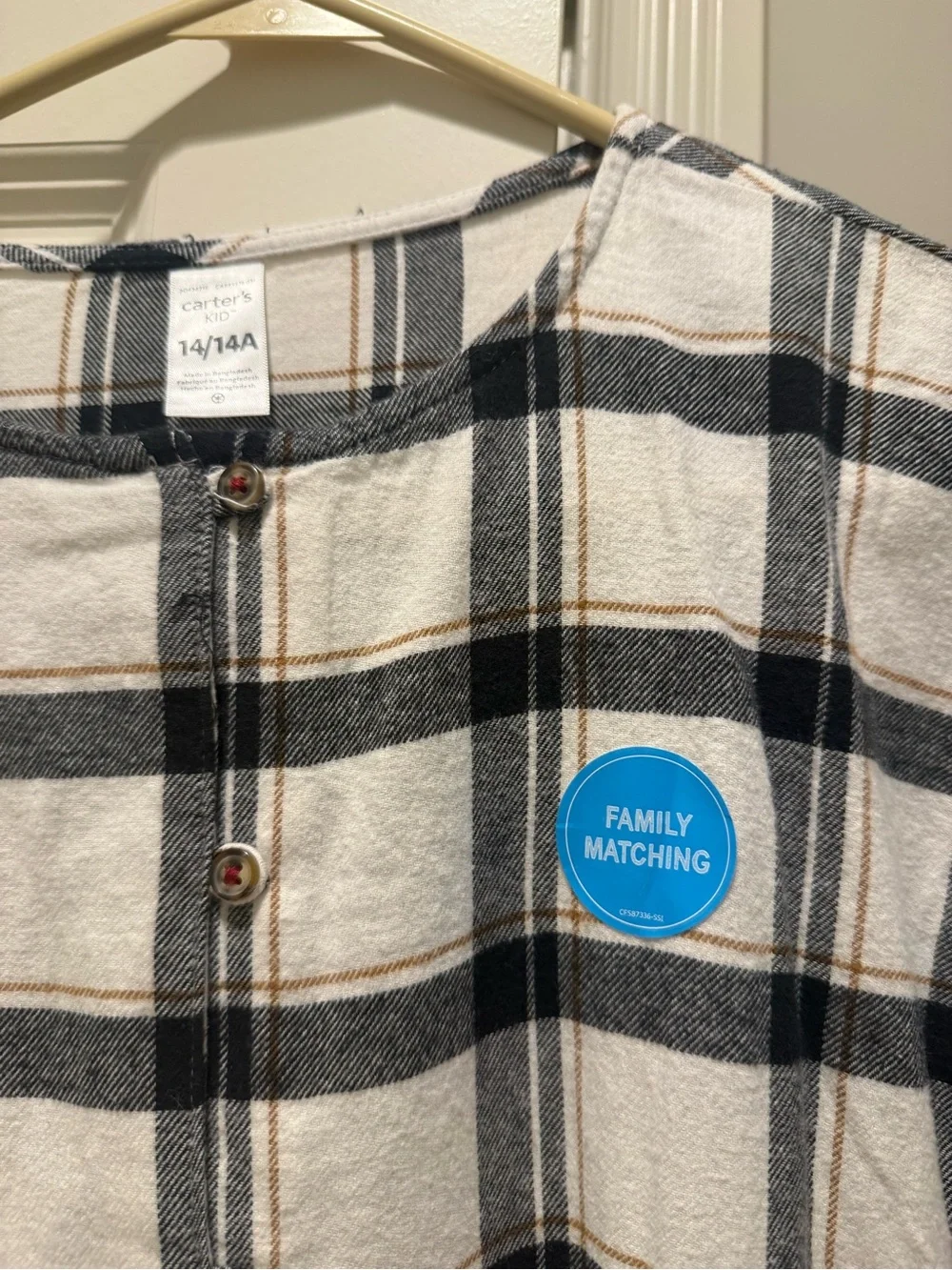 Carter's Black & White Plaid Long-Sleeve Nightgown